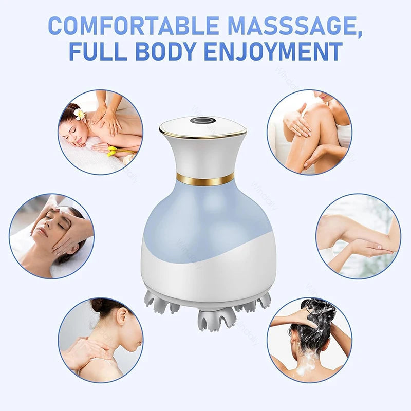 Electric Cordless Scalp Massager With 4 Kneading Heads